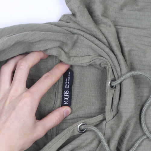 Yours Women Khaki Long Sleeve Pullover Hoodie Size 26-28 Cotton Blend