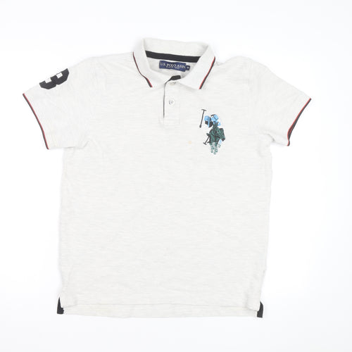 U.S. Polo Assn. Men's Ivory Short Sleeve Cotton Polo Shirt M