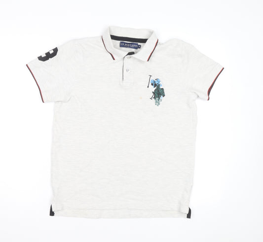 U.S. Polo Assn. Men's Ivory Short Sleeve Cotton Polo Shirt M