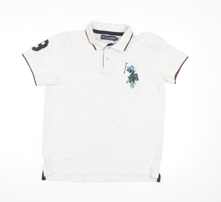 U.S. Polo Assn. Men's Ivory Short Sleeve Cotton Polo Shirt M