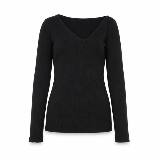 Front view of InWear Women's Black V-Neck Slim Fit Long Sleeve Jumper M