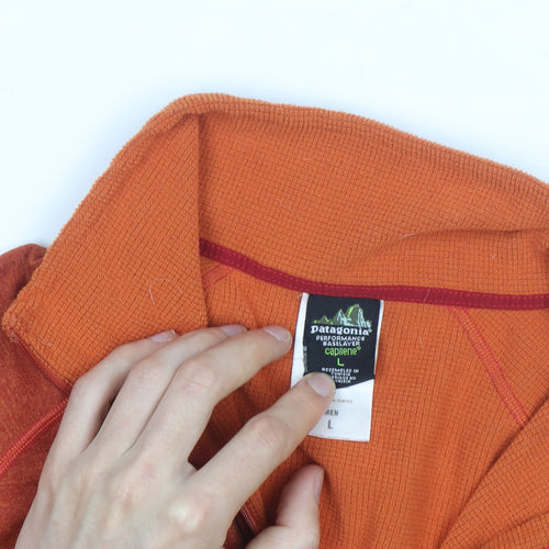 Patagonia Men's Orange 1/2 Zip Capilene Fleece Pullover L