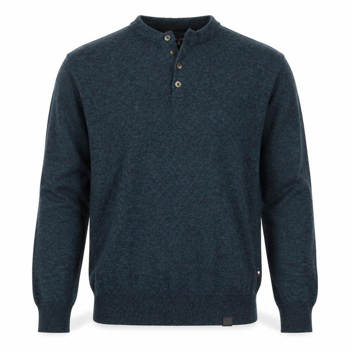 Superdry Mens Green Henley Knit Jumper Size L Long Sleeve Casual