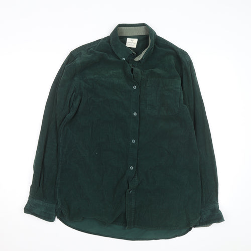 Samuel Windsor Men's Green Corduroy Button-Up Shirt M Regular Fit