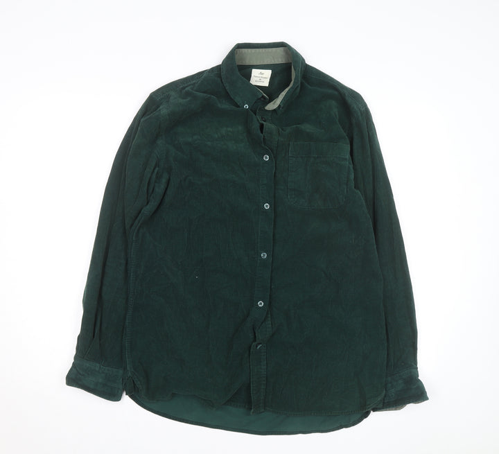 Samuel Windsor Men's Green Corduroy Button-Up Shirt M Regular Fit