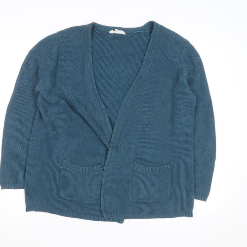 Seasalt Cornwall Women Blue Cotton Knit Cardigan Size 14