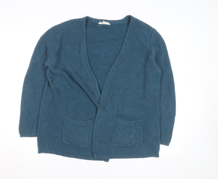 Seasalt Cornwall Women Blue Cotton Knit Cardigan Size 14