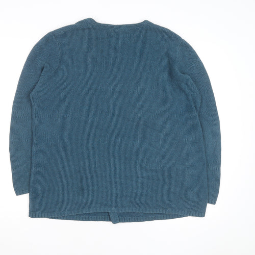 Seasalt Cornwall Women Blue Cotton Knit Cardigan Size 14