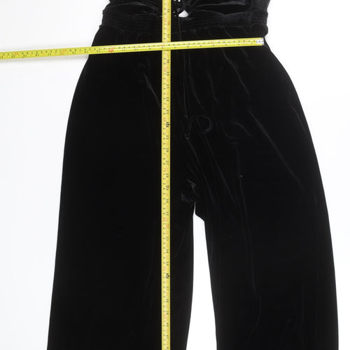 Urban Outfitters Women’s Black Velvet Halter Jumpsuit Size L Wide-Leg
