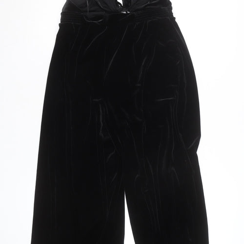 Urban Outfitters Women’s Black Velvet Halter Jumpsuit Size L Wide-Leg