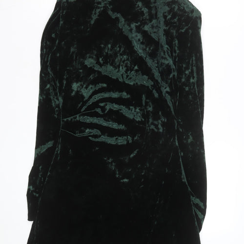 Zara Women's Green Velvet One Shoulder Bodycon Dress Size 14