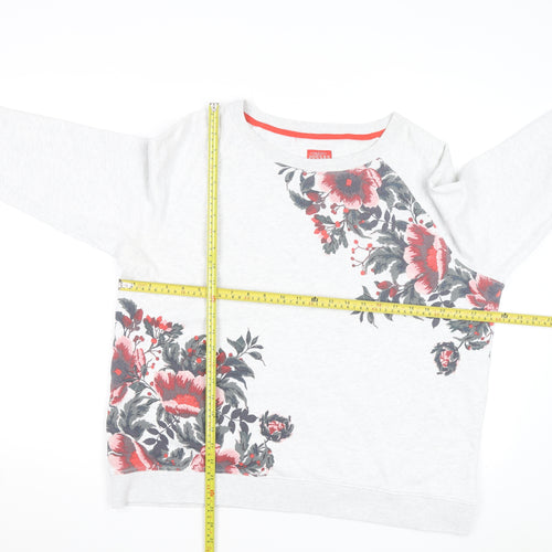 Joules Womens Grey Floral Pullover Sweatshirt UK 16 Casual Cotton Blend