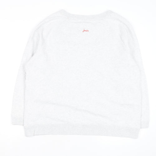 Joules Womens Grey Floral Pullover Sweatshirt UK 16 Casual Cotton Blend