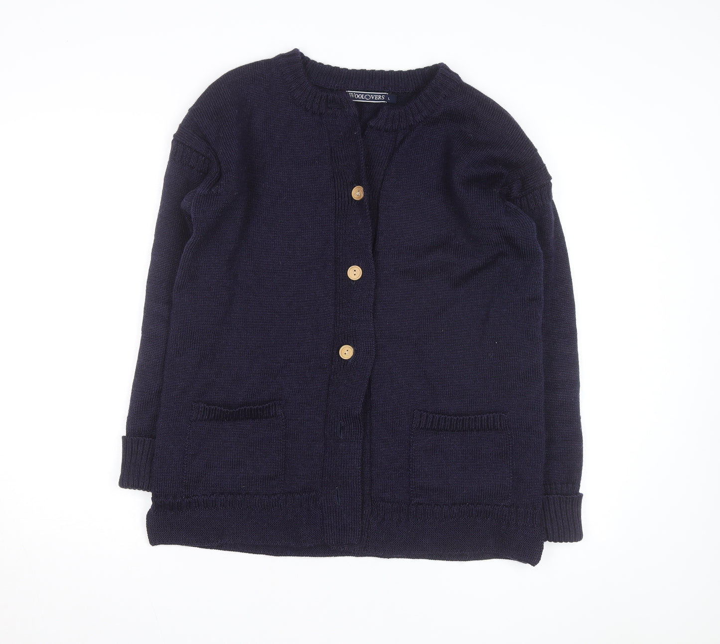 Woolovers Men's Blue Wool Long Sleeve Cardigan Size L