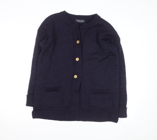Woolovers Men's Blue Wool Long Sleeve Cardigan Size L