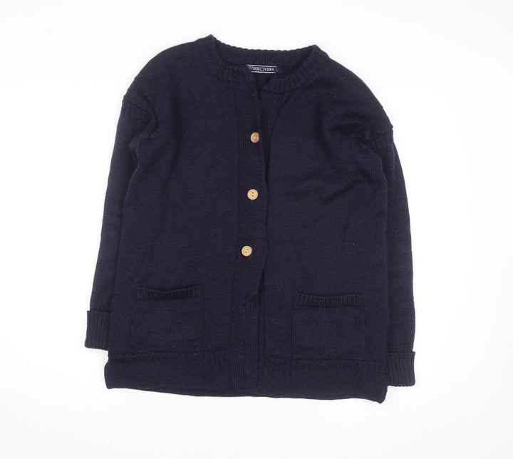 Woolovers Men's Blue Wool Long Sleeve Cardigan Size L