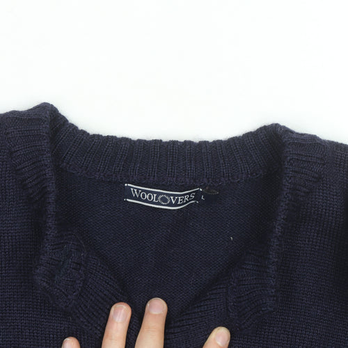 Woolovers Men's Blue Wool Long Sleeve Cardigan Size L
