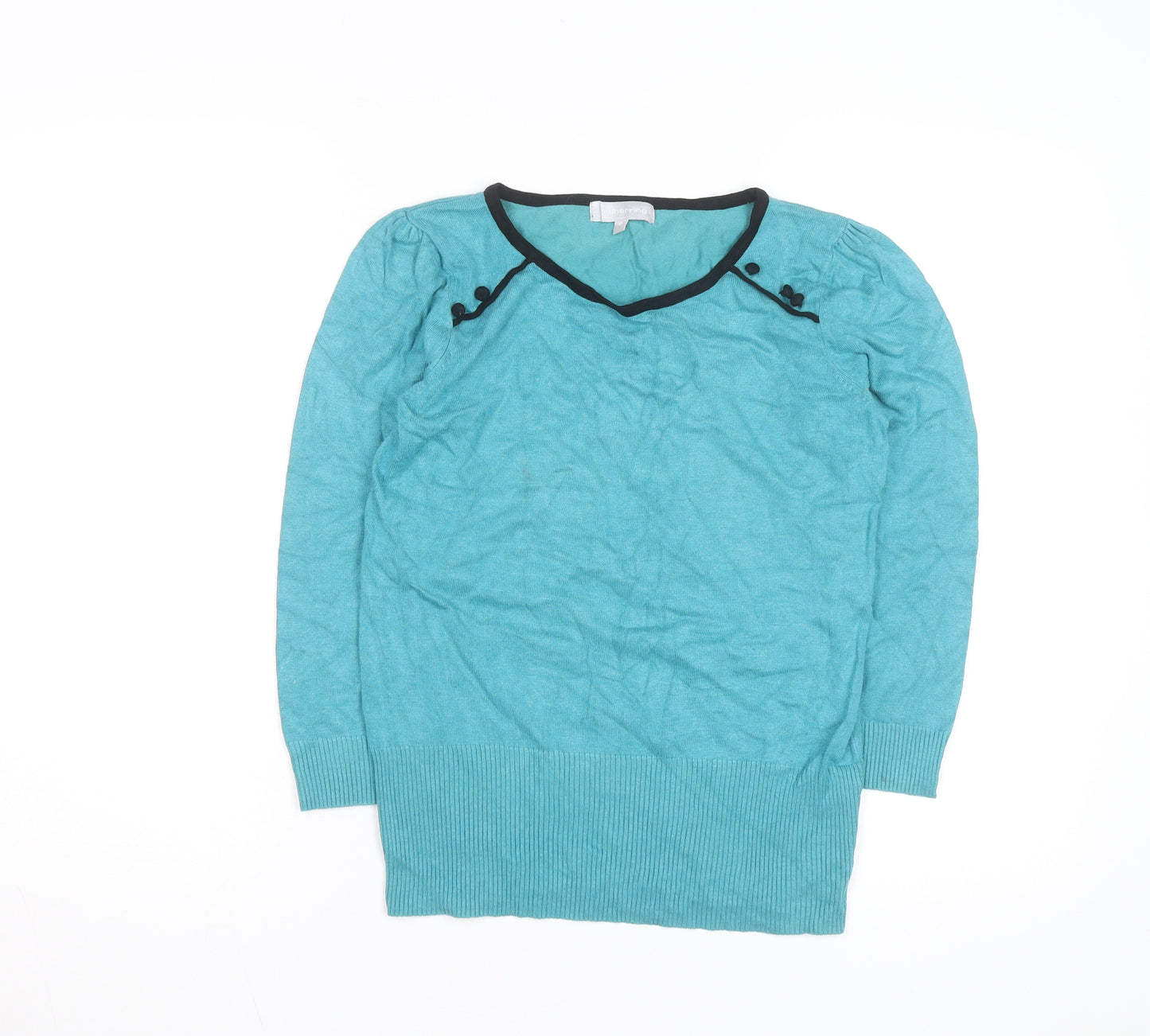 Red Herring Women’s Blue V-Neck Long Sleeve Cotton Jumper Size 10