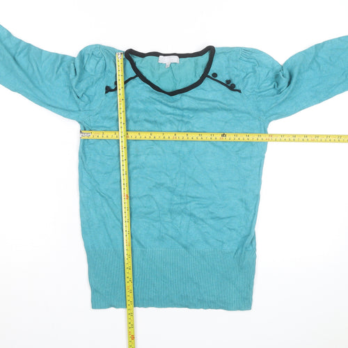 Red Herring Women’s Blue V-Neck Long Sleeve Cotton Jumper Size 10
