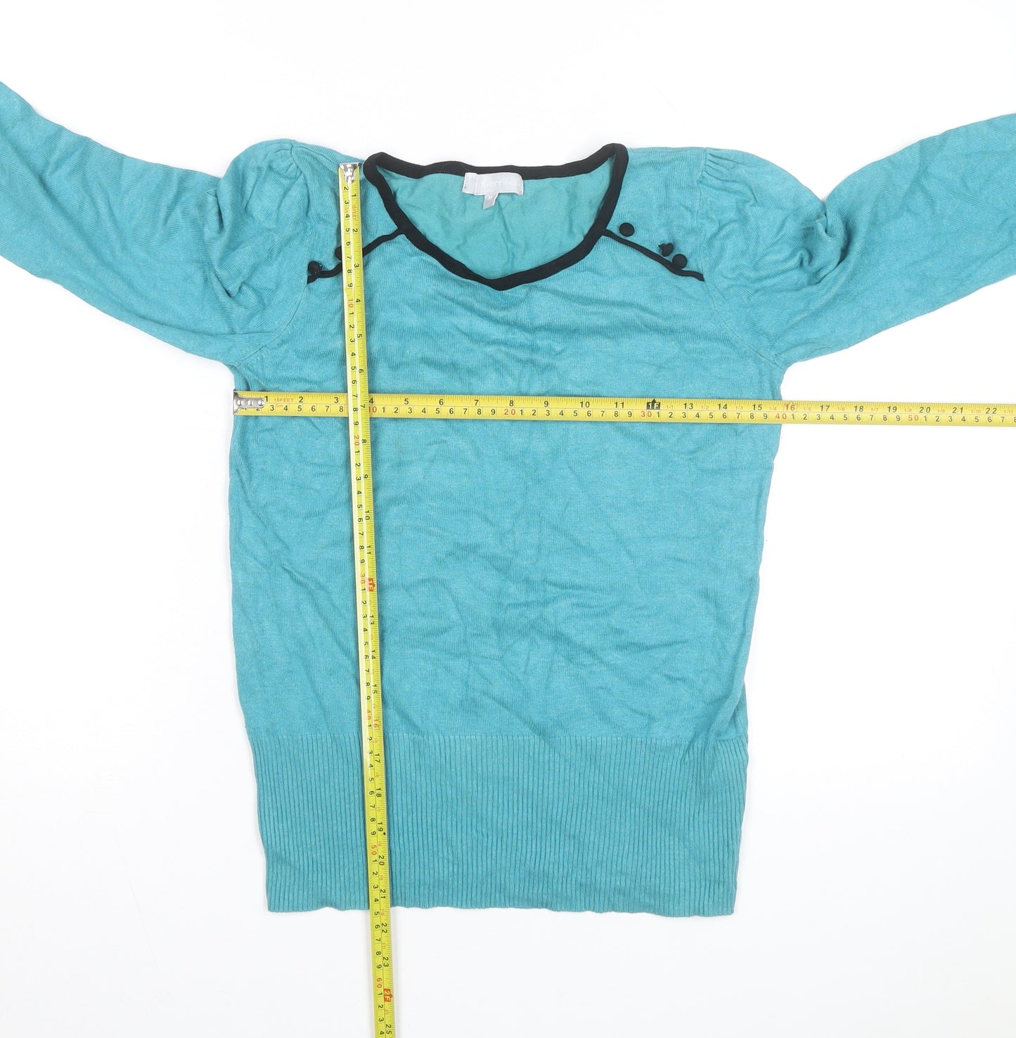 Red Herring Women’s Blue V-Neck Long Sleeve Cotton Jumper Size 10