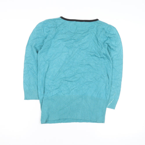 Red Herring Women’s Blue V-Neck Long Sleeve Cotton Jumper Size 10
