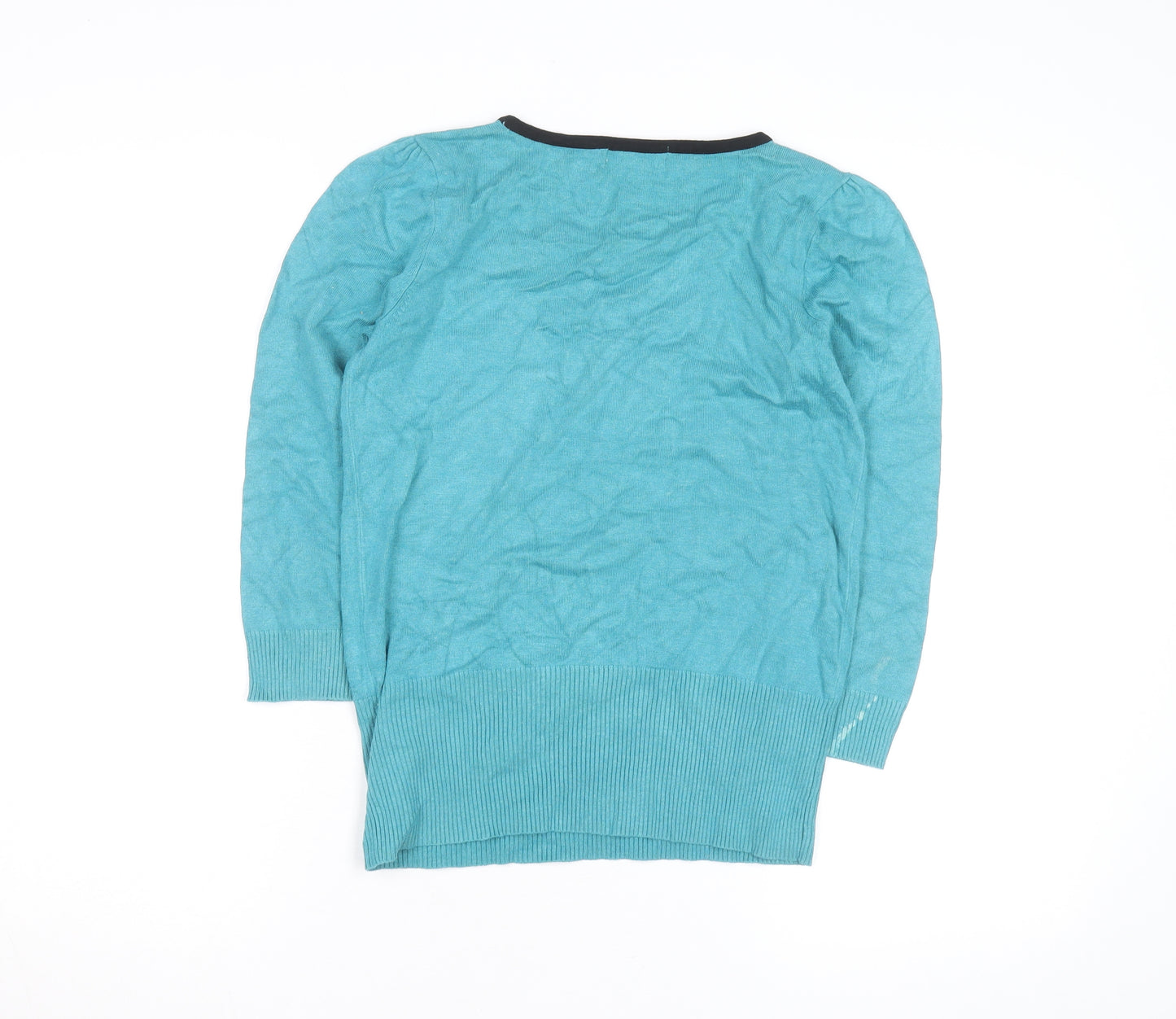 Red Herring Women’s Blue V-Neck Long Sleeve Cotton Jumper Size 10