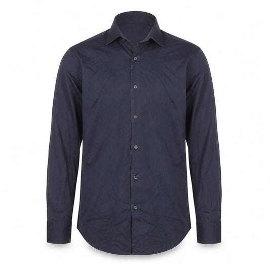 Front view of Hugo Boss Men's Blue Slim Fit Long Sleeve Button-Up Shirt 15.5