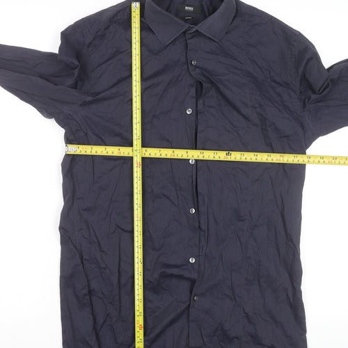 Hugo Boss Men's Blue Slim Fit Long Sleeve Button-Up Shirt 15.5
