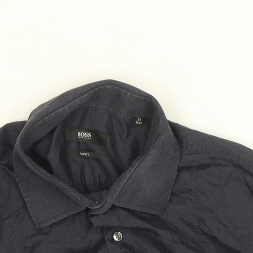 Hugo Boss Men's Blue Slim Fit Long Sleeve Button-Up Shirt 15.5