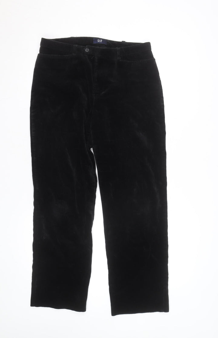 GAP Women’s Black Cotton Velvet Straight Leg Trousers Size 8