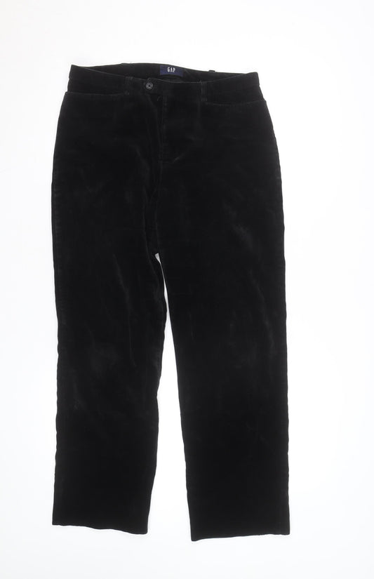 GAP Women’s Black Cotton Velvet Straight Leg Trousers Size 8