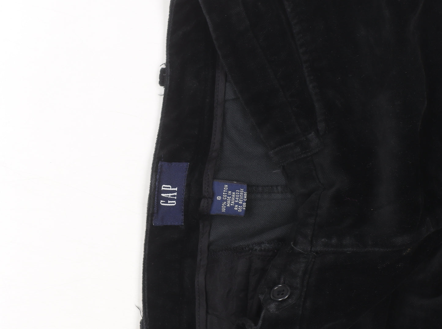 GAP Women’s Black Cotton Velvet Straight Leg Trousers Size 8
