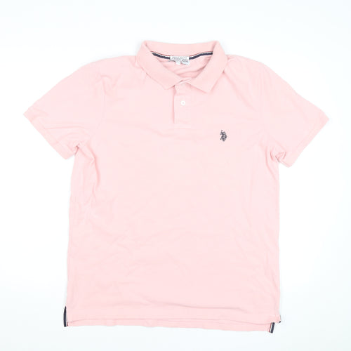 U.S. Polo Assn. Men’s Pink Regular Fit Cotton Polo Shirt L