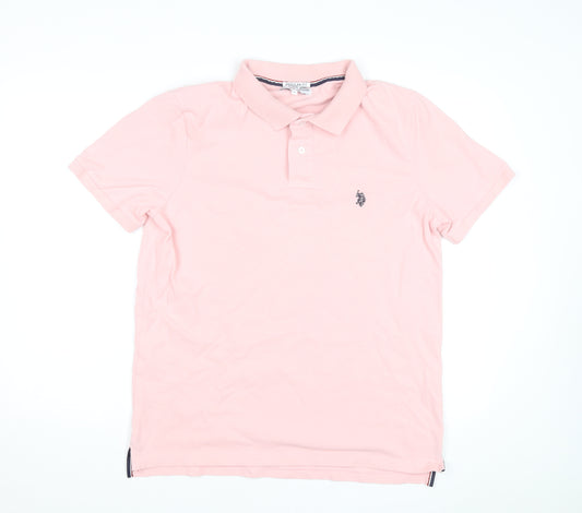 U.S. Polo Assn. Men’s Pink Regular Fit Cotton Polo Shirt L