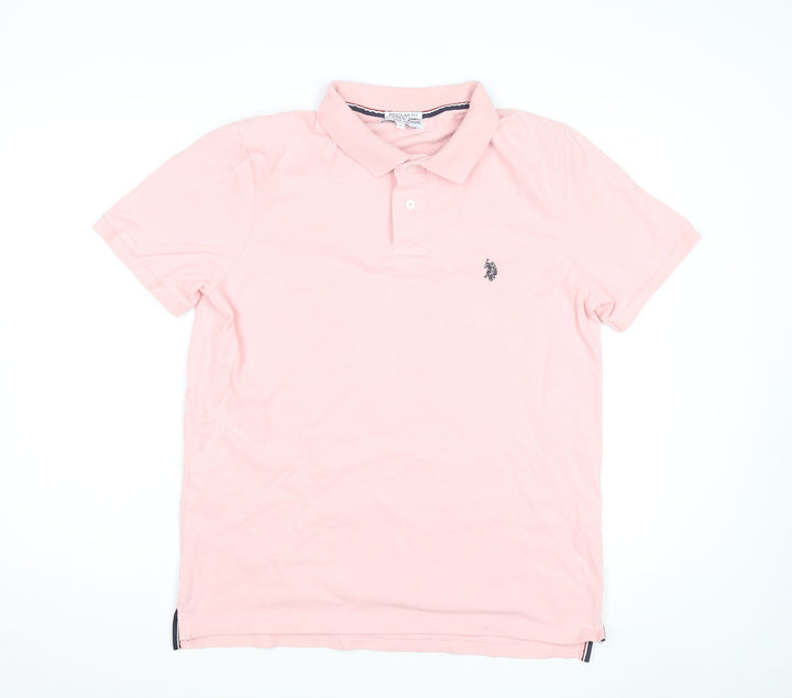 U.S. Polo Assn. Men’s Pink Regular Fit Cotton Polo Shirt L