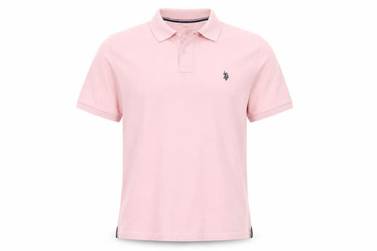 Front view of U.S. Polo Assn. Men’s Pink Regular Fit Cotton Polo Shirt L