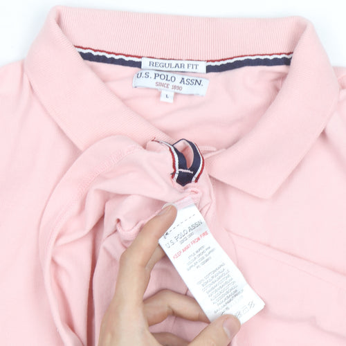 U.S. Polo Assn. Men’s Pink Regular Fit Cotton Polo Shirt L