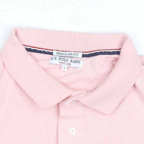 U.S. Polo Assn. Men’s Pink Regular Fit Cotton Polo Shirt L