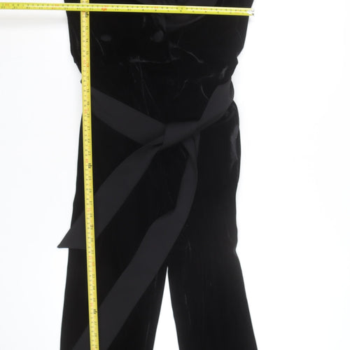 Next Women’s Black Velvet Belted Sleeveless Jumpsuit Size 14