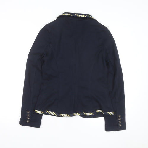 Joules Women's Navy Blue Nautical Blazer Size 10 Preppy Cotton Jacket