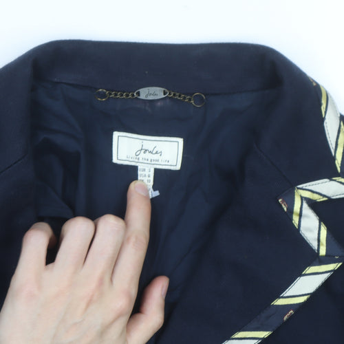 Joules Women's Navy Blue Nautical Blazer Size 10 Preppy Cotton Jacket