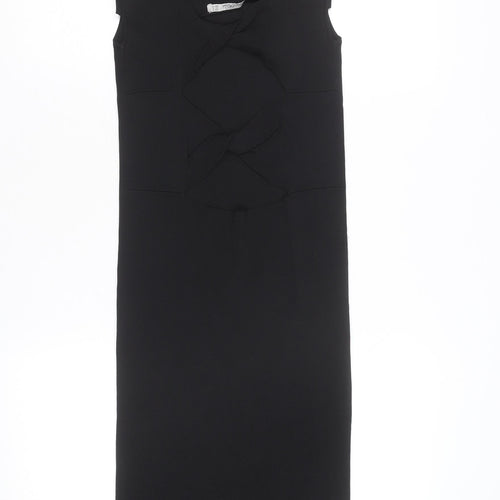 Zara Women Black Sleeveless Bodycon Knit Knee Length Dress S