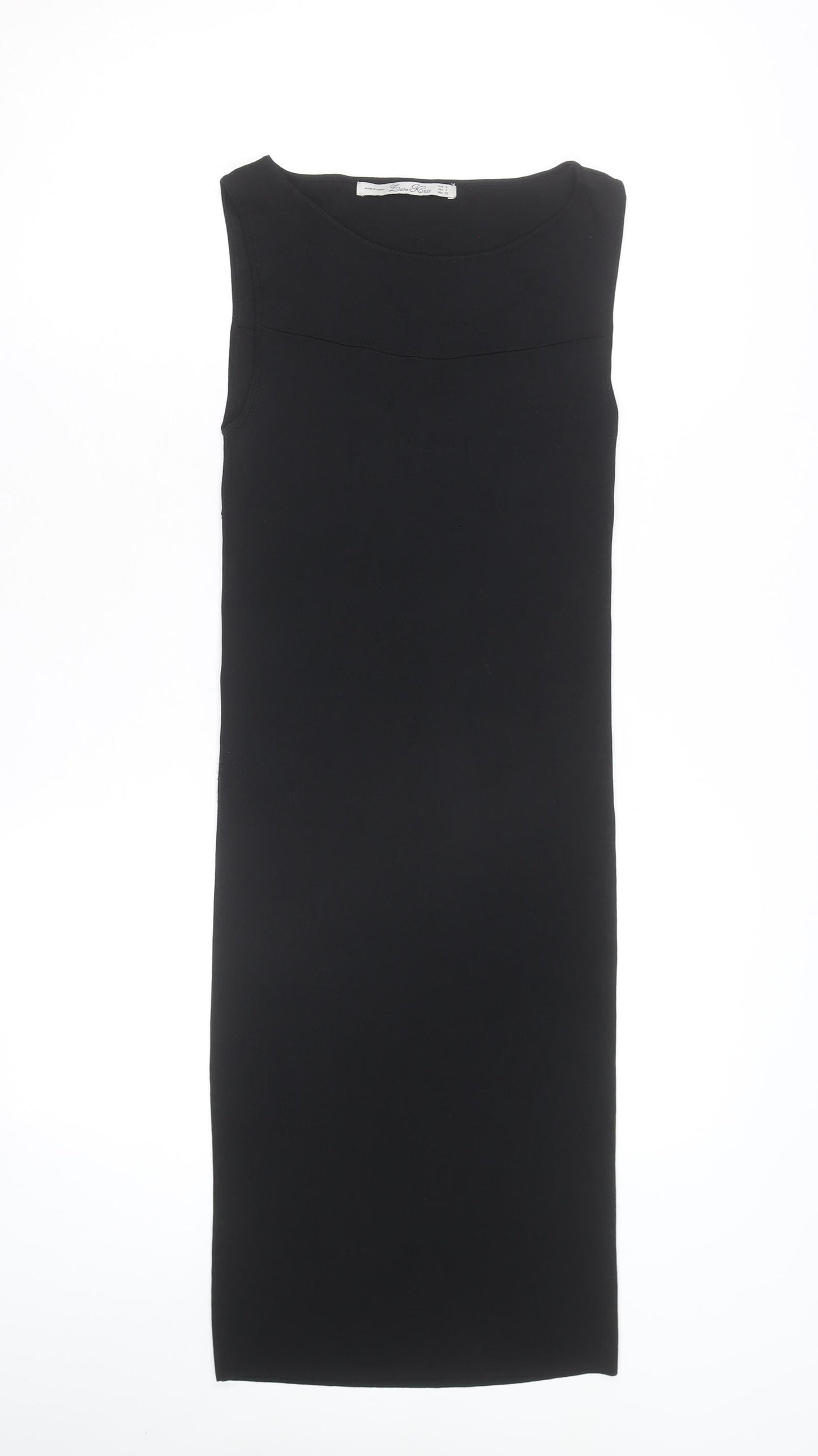 Zara Women Black Sleeveless Bodycon Knit Knee Length Dress S