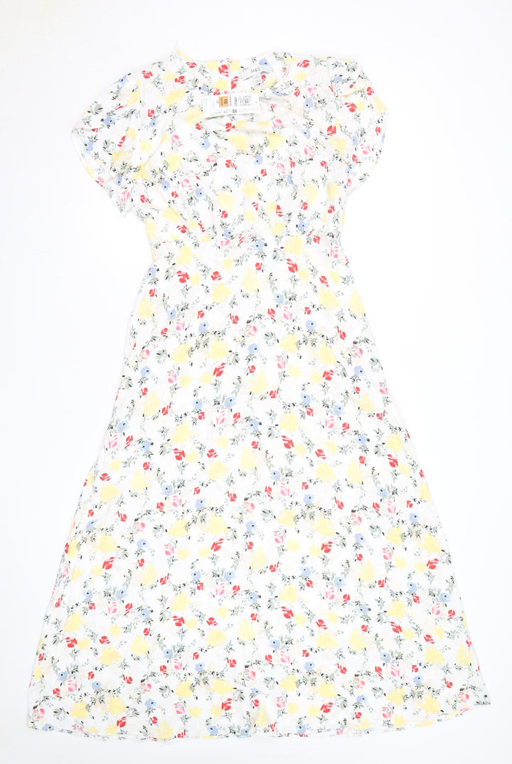 Marks and Spencer Women's Multicoloured Floral Midi Dress Size 12