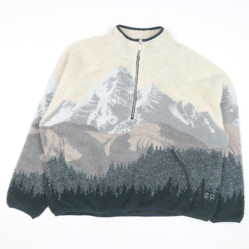 Cotton On Mens Multicoloured Fleece 1/2 Zip Jumper L Relaxed Fit