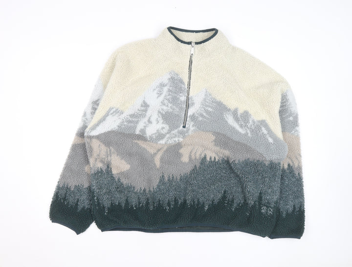 Cotton On Mens Multicoloured Fleece 1/2 Zip Jumper L Relaxed Fit