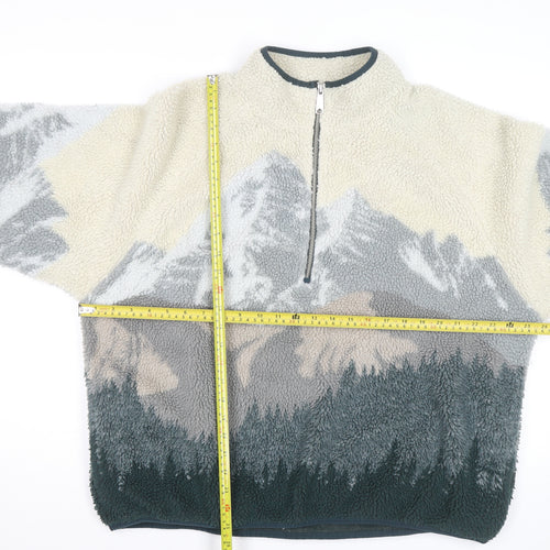 Cotton On Mens Multicoloured Fleece 1/2 Zip Jumper L Relaxed Fit