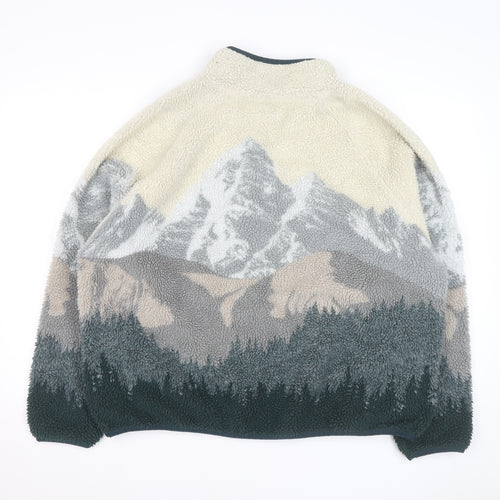 Cotton On Mens Multicoloured Fleece 1/2 Zip Jumper L Relaxed Fit
