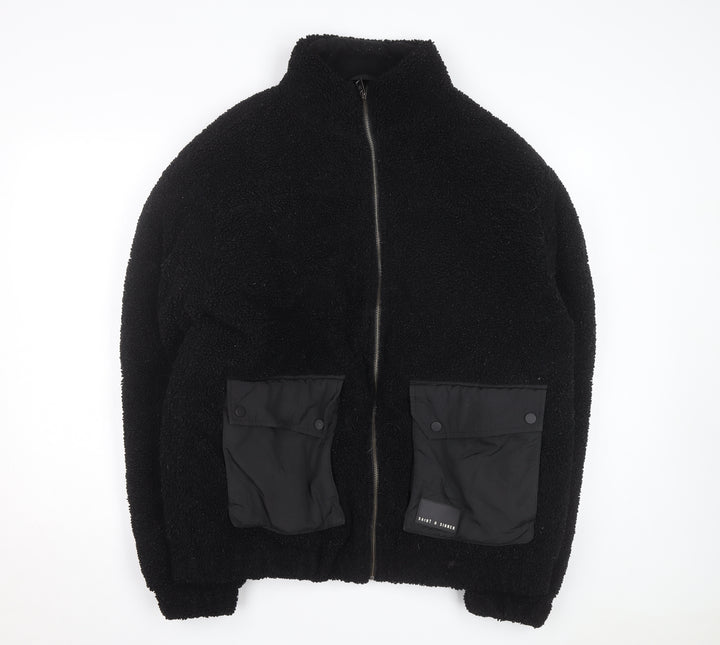 Saint + Sinner Men's Black Fleece Full Zip Jacket Size L