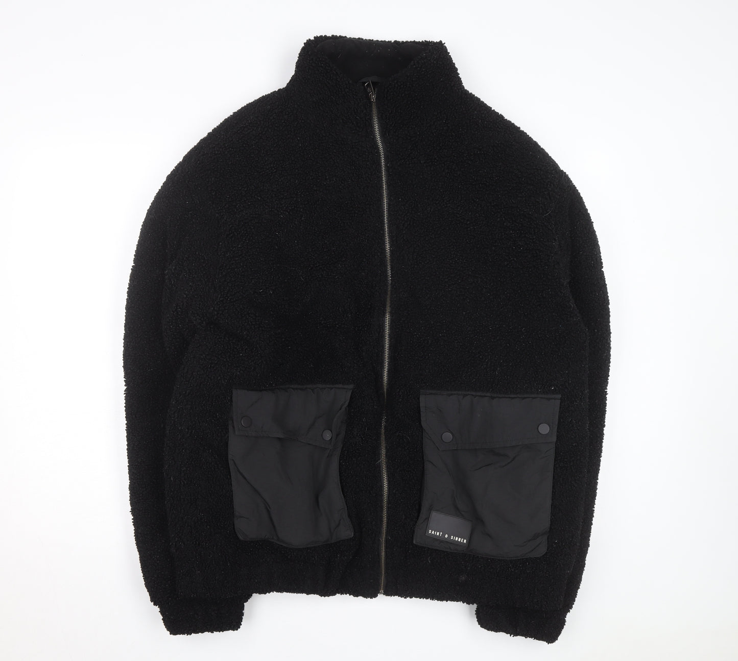 Saint + Sinner Men's Black Fleece Full Zip Jacket Size L